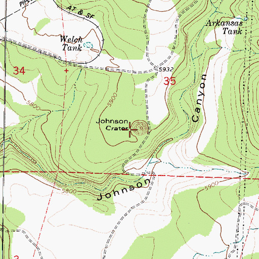 Topographic Map of Johnson Crater, AZ