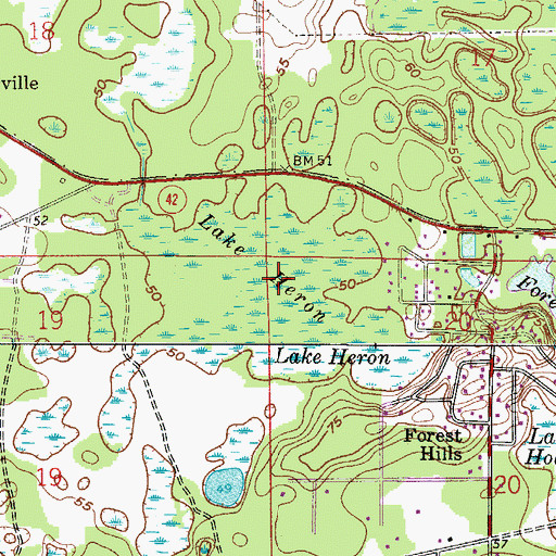 Topographic Map of Lake Heron, FL