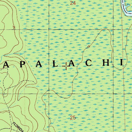 Topographic Map of Hickory Branch, FL
