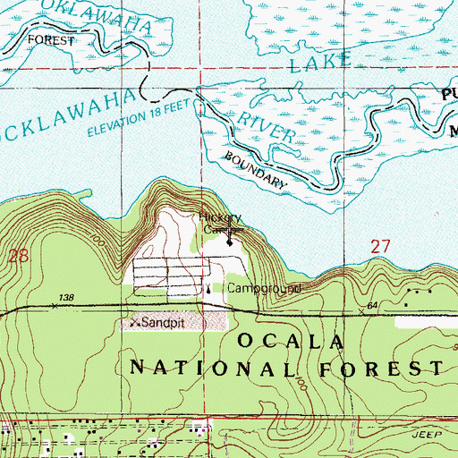 Topographic Map of Hickory Camp, FL