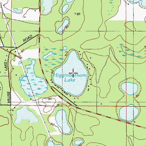 Topographic Map of Higginbotham Lake, FL