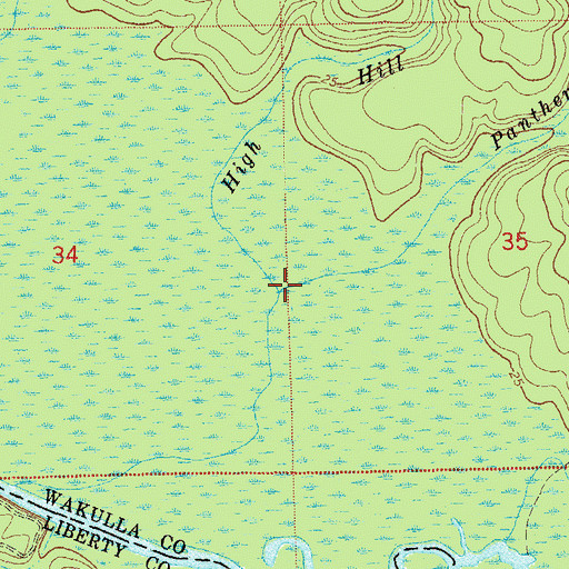 Topographic Map of High Hill Creek, FL