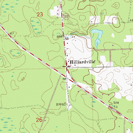Topographic Map of Hilliardville, FL