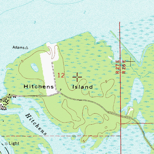 Topographic Map of Hitchens Island, FL