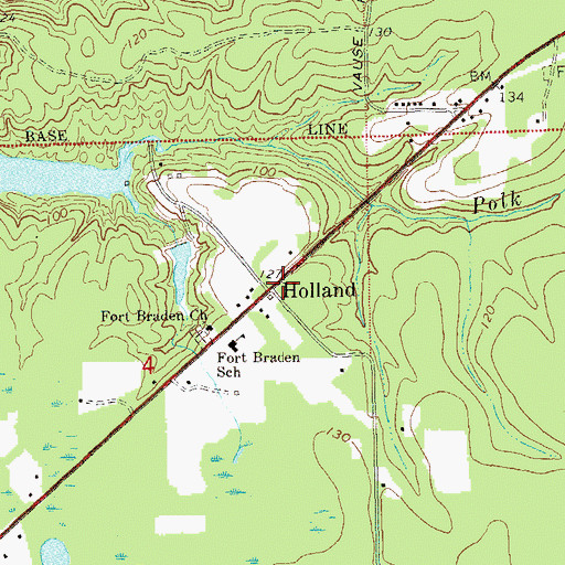 Topographic Map of Holland, FL