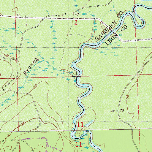 Topographic Map of Holley Branch, FL