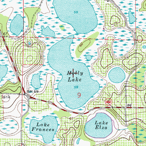Topographic Map of Holly Lake, FL