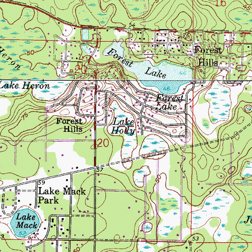 Topographic Map of Lake Holly, FL