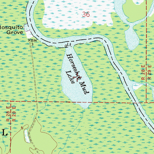Topographic Map of Horseshoe Mud Lake, FL