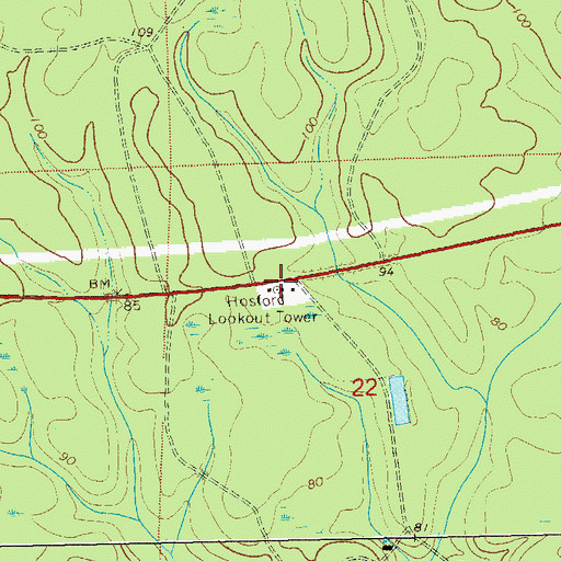 Topographic Map of Hosford Lookout Tower, FL