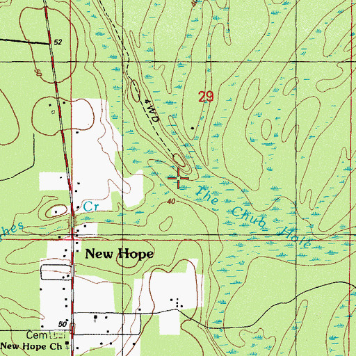 Topographic Map of Hughes Creek, FL
