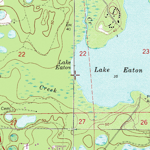 Topographic Map of Hulls Creek, FL