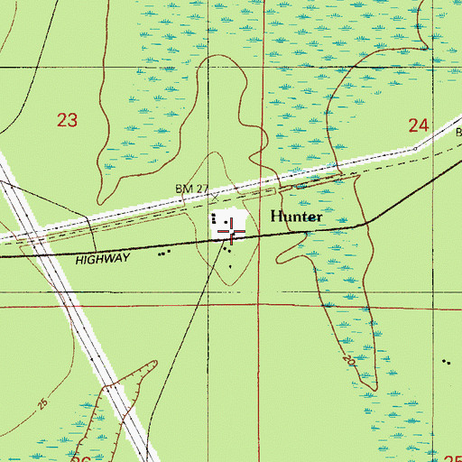 Topographic Map of Hunter, FL