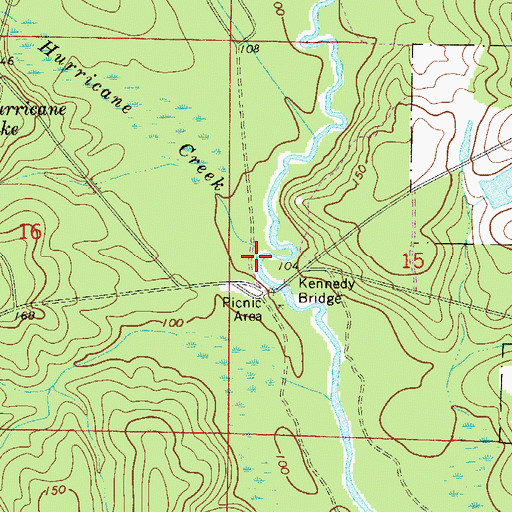 Topographic Map of Hurricane Creek, FL