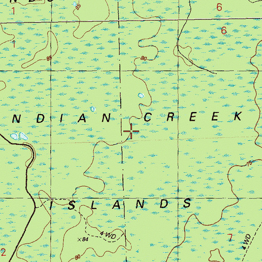 Topographic Map of Indian Creek Islands, FL