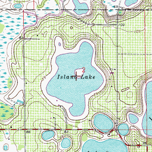 Topographic Map of Island Lake, FL