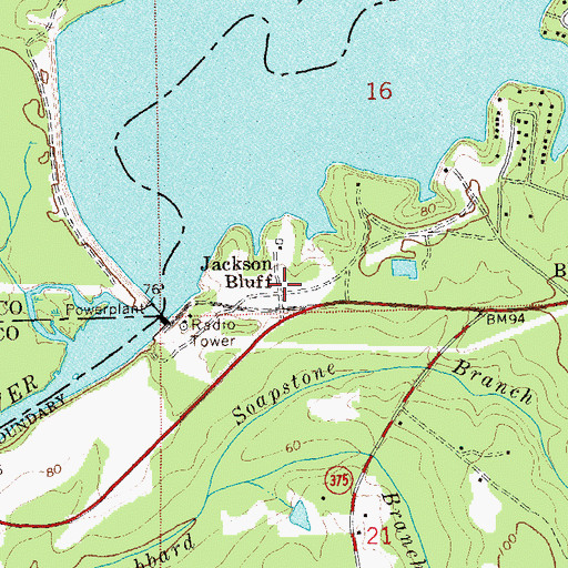 Topographic Map of Jackson Bluff, FL