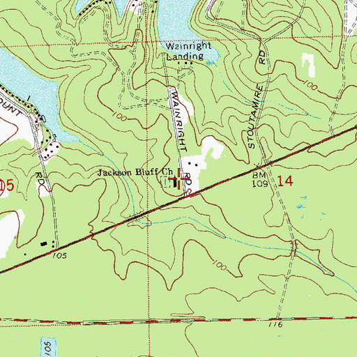Topographic Map of Jackson Bluff Church, FL