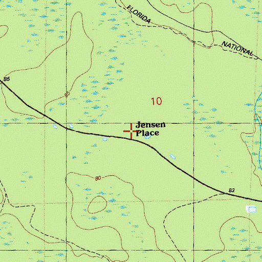 Topographic Map of Jensen Place, FL