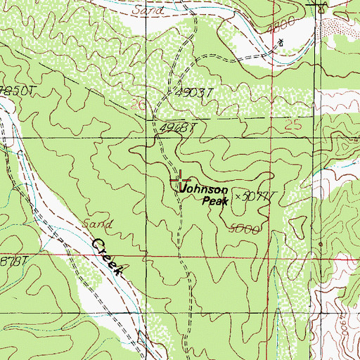 Topographic Map of Johnson Peak, AZ