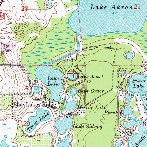 Topographic Map of Lake Jewel, FL
