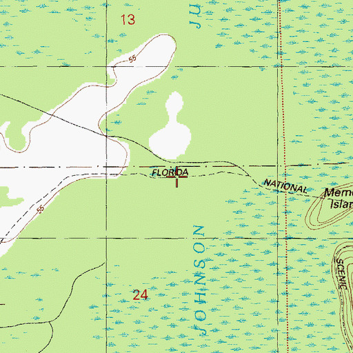 Topographic Map of Johnson Juniper Swamp, FL