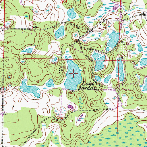 Topographic Map of Lake Jordan, FL