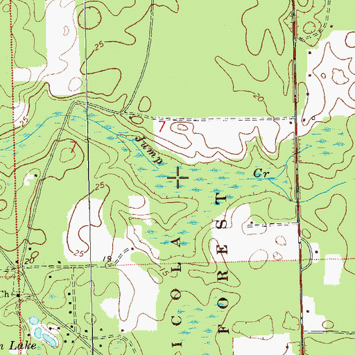 Topographic Map of Jump Creek, FL