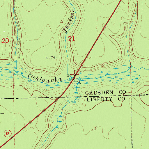 Topographic Map of Juniper Branch, FL