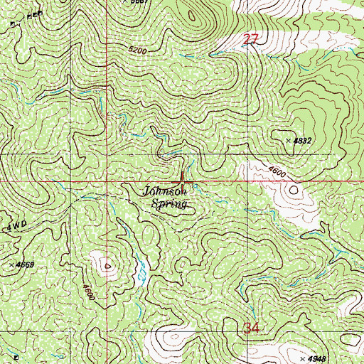 Topographic Map of Johnson Spring, AZ