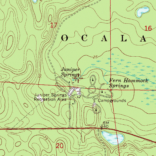 Topographic Map of Juniper Springs, FL