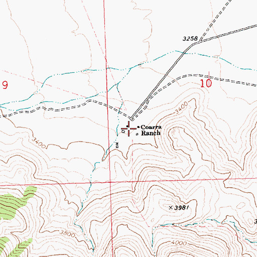 Topographic Map of Coarra Ranch, AZ