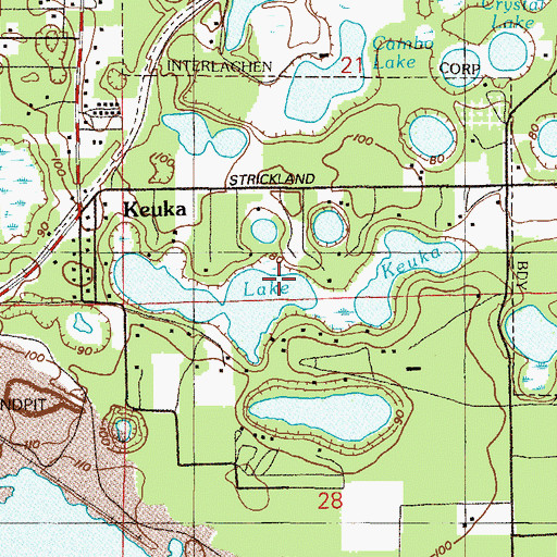 Topographic Map of Lake Keuka, FL