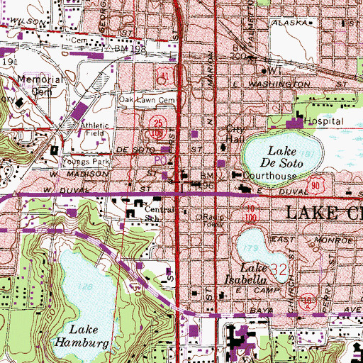 Topographic Map of Lake City, FL