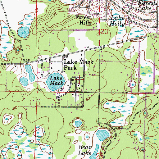 Topographic Map of Lake Mack Park, FL