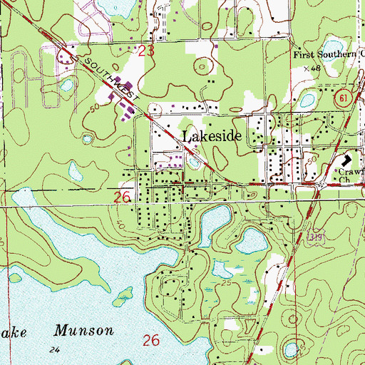 Topographic Map of Lakeside, FL