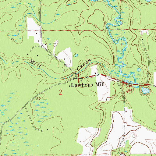 Topographic Map of Lawhons Mill, FL