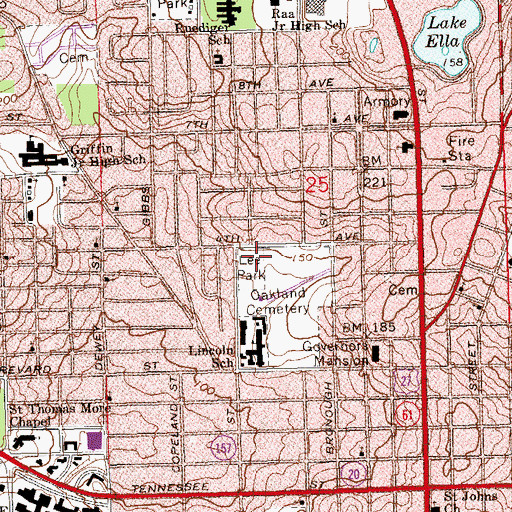 Topographic Map of Lee Park, FL