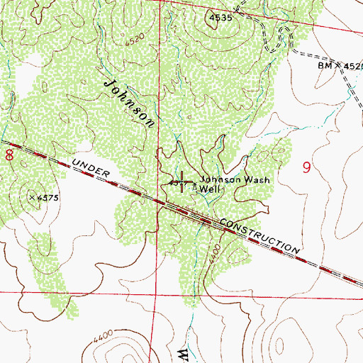 Topographic Map of Johnson Wash Well, AZ