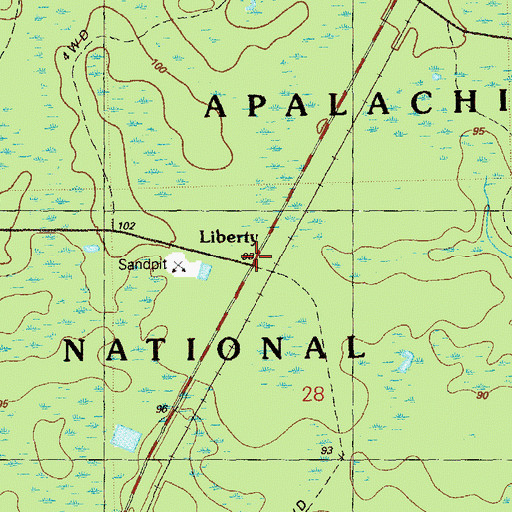 Topographic Map of Liberty, FL