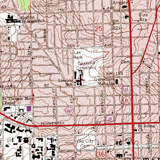 Topographic Map of Lincoln School, FL