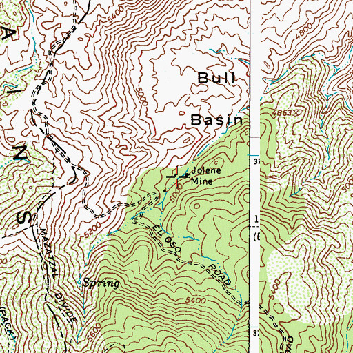 Topographic Map of Jolene Mine, AZ