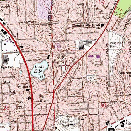 Topographic Map of Los Robles Park, FL