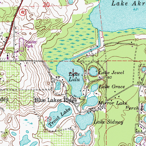 Topographic Map of Lake Lulu, FL