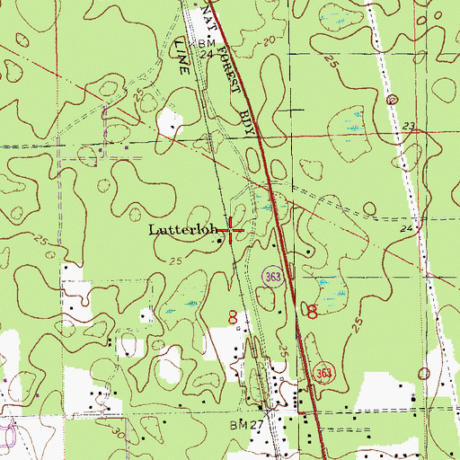 Topographic Map of Lutterloh, FL