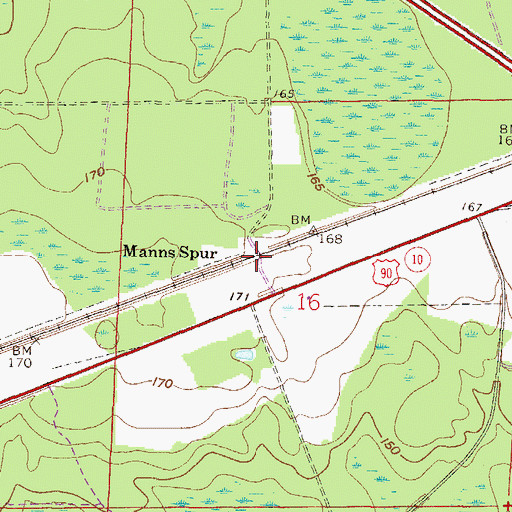 Topographic Map of Manns Spur, FL