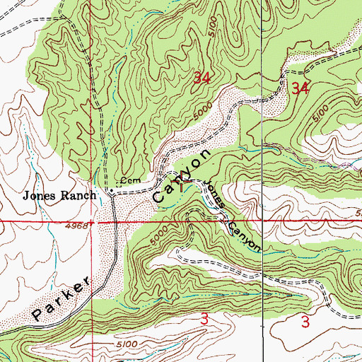 Topographic Map of Jones Canyon, AZ