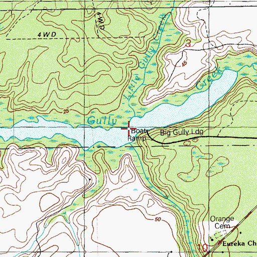 Topographic Map of Mary Branch, FL