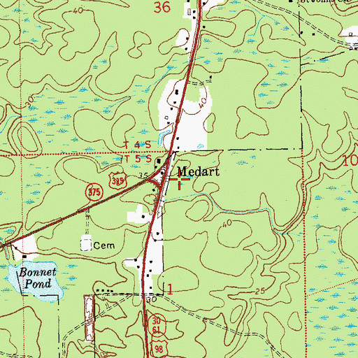 Topographic Map of Medart, FL