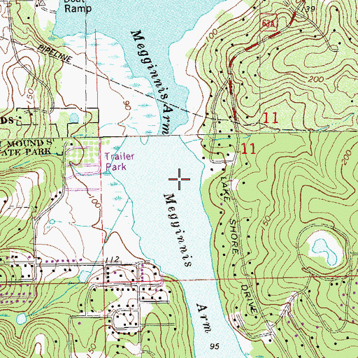 Topographic Map of Megginnis Arm, FL